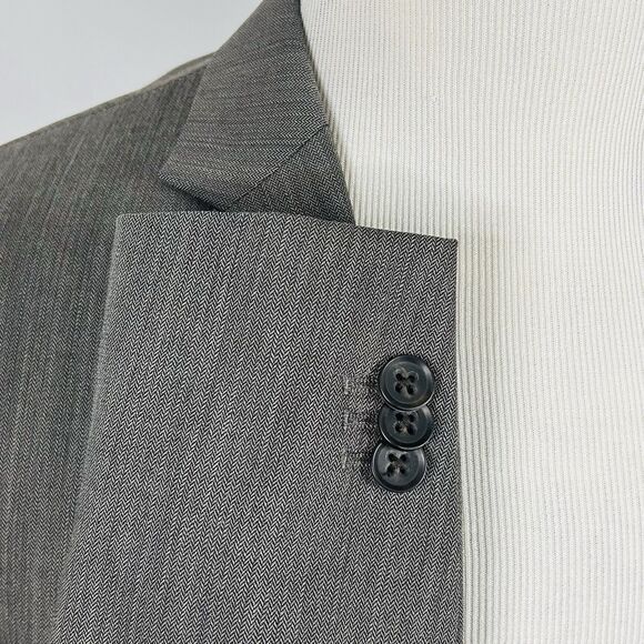 Banana Republic 44R Modern Fit Sport Coat 100% Wool Gray Herringbone Two Button - Picture 5 of 8